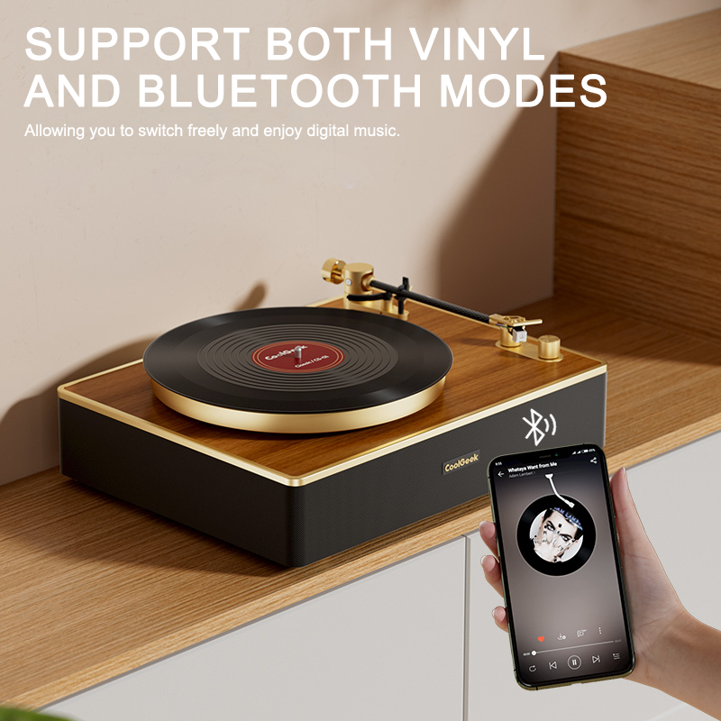 CoolGeek CS-01 the Bluetooth Vinyl Record Player(Walnut)