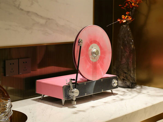 Sleek Vertical Turntable Brings Bold Colors & Vintage Mood To Any Room