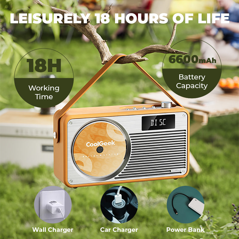 CoolGeek VS-02: 3-in-1 Multifunctional Vertical CD Player（Elegant Saddle Brown）