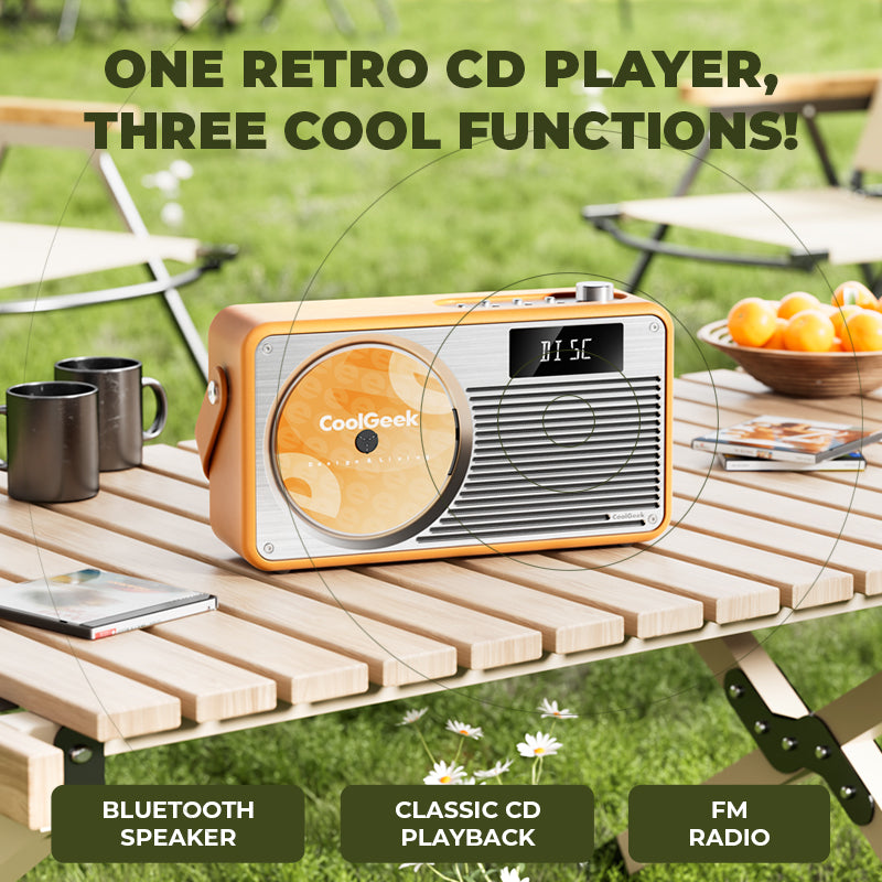 CoolGeek VS-02: 3-in-1 Multifunctional Vertical CD Player（Elegant Saddle Brown）