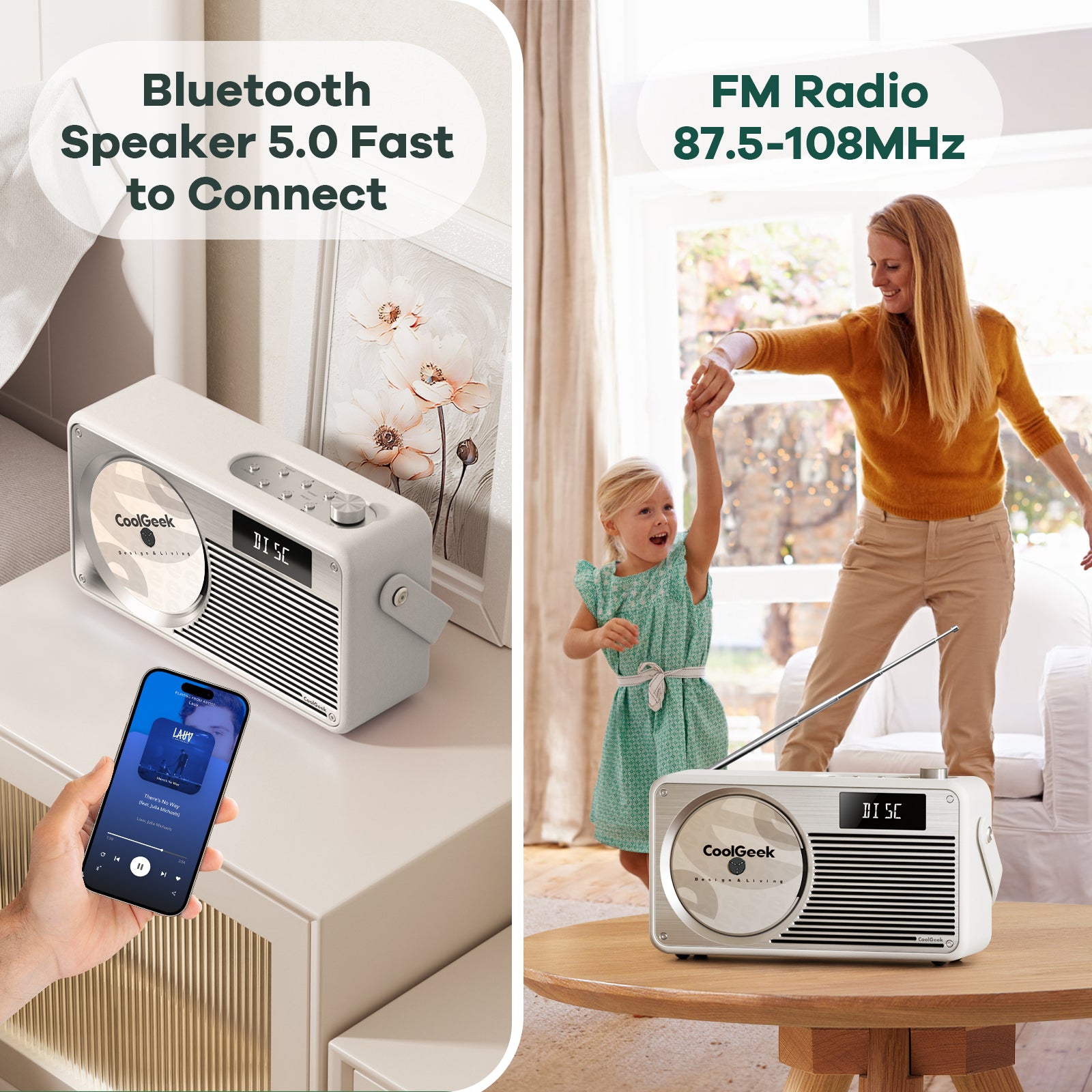 CoolGeek VS-02: 3-in-1 Multifunctional Vertical CD Player（Pure Cream White）