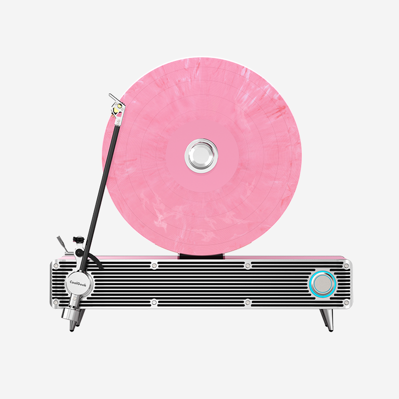 CoolGeek VS-01 the Bluetooth Vinyl Record Player(Cherry Pink)