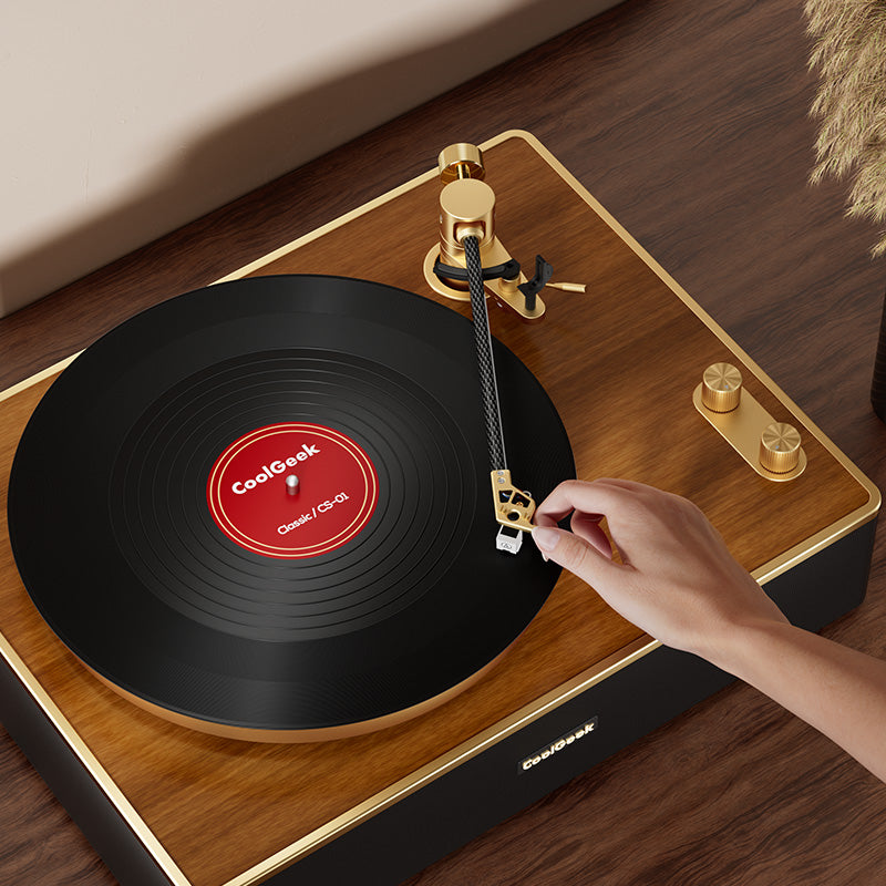 CoolGeek CS-01 the Bluetooth Vinyl Record Player(Walnut)